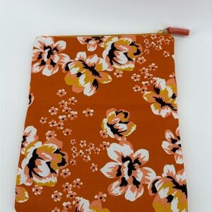 Rachel Pally Reversible Clutch Bag Purse Tropical Floral Orange & White Zip,NWOT